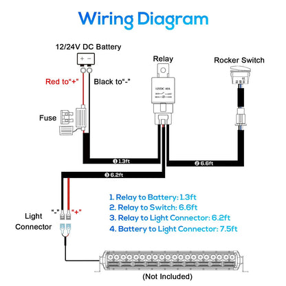 HeavyDuty 40A 12V Wiring Harness Kit Includes OnOff Switch Relay  Fuse For LED Light Bars  Fog Ligh 3