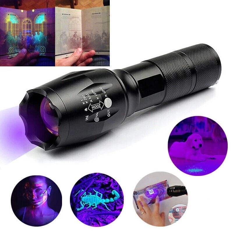 Powerful UV Torch Flashlight 120000LM Ultra Violet Blacklight LED Lamp For Professional Use 1