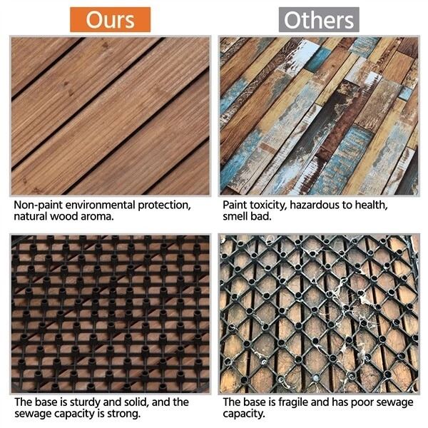 27pcs 12x12 Interlocking Wood Flooring Deck Tiles  Outdoor Patio Balcony  Decking Wood Tiles For In 1