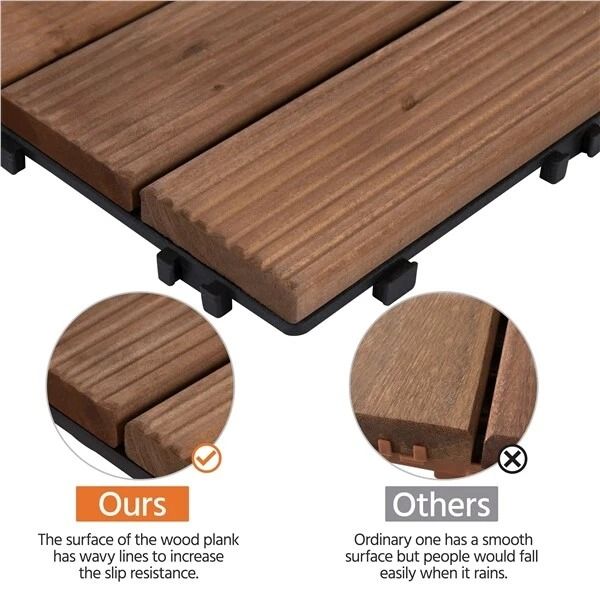27pcs 12x12 Interlocking Wood Flooring Deck Tiles  Outdoor Patio Balcony  Decking Wood Tiles For In 4