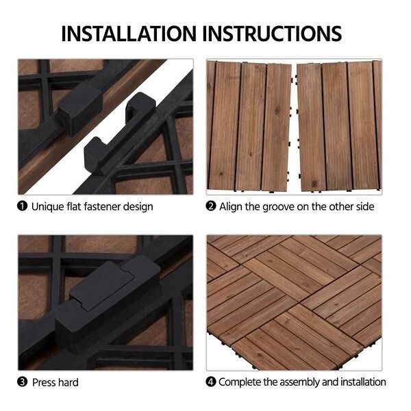 27pcs 12x12 Interlocking Wood Flooring Deck Tiles  Outdoor Patio Balcony  Decking Wood Tiles For In 5