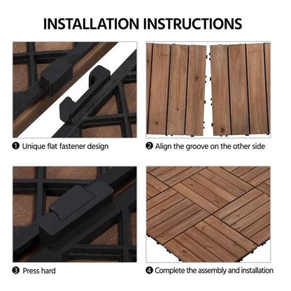 27pcs 12x12 Interlocking Wood Flooring Deck Tiles  Outdoor Patio Balcony  Decking Wood Tiles For In 5