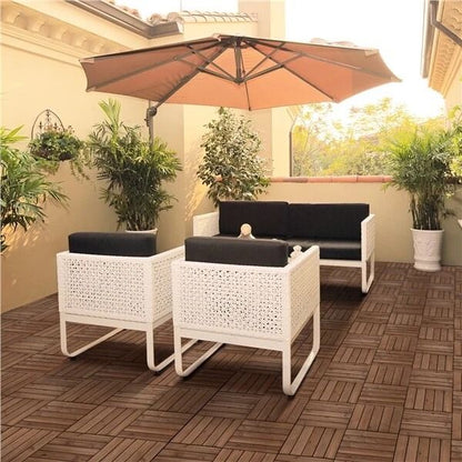 27pcs 12x12 Interlocking Wood Flooring Deck Tiles  Outdoor Patio Balcony  Decking Wood Tiles For In 9