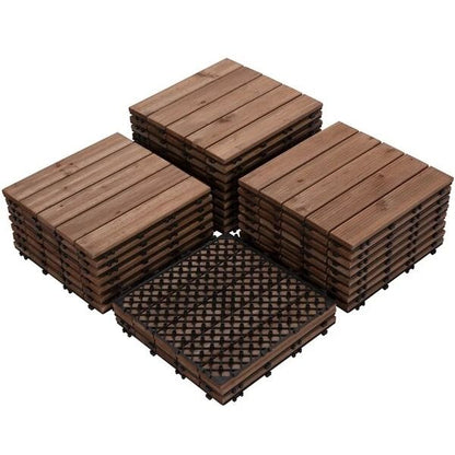 27pcs 12x12 Interlocking Wood Flooring Deck Tiles  Outdoor Patio Balcony  Decking Wood Tiles For In 10