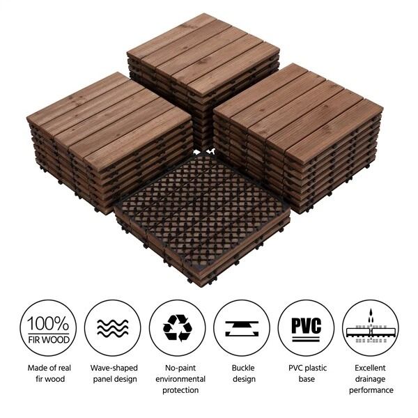 27pcs 12x12 Interlocking Wood Flooring Deck Tiles  Outdoor Patio Balcony  Decking Wood Tiles For In 6