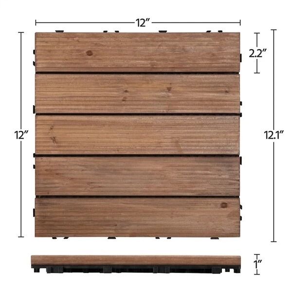 27pcs 12x12 Interlocking Wood Flooring Deck Tiles  Outdoor Patio Balcony  Decking Wood Tiles For In 8