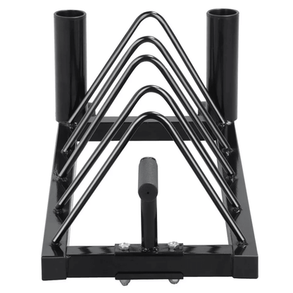 Horizontal Barbell And Plate Storage Rack Olympic Bumper Bar Holder  Weight Plate Organizer Rolling 2