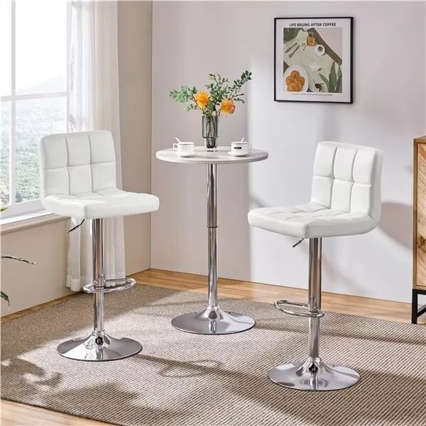 Bar Stools PU Leather Barstools, Height Adjustable for Kitchen Island Counter, Modern Swivel Stools with Padded Seat