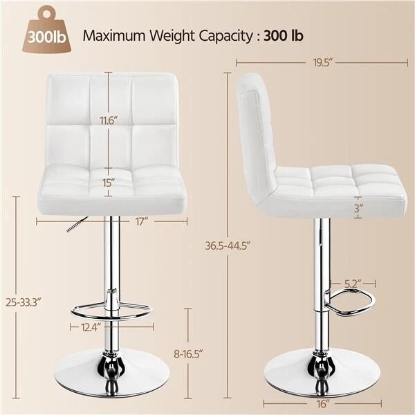 Bar Stools PU Leather Barstools Height Adjustable For Kitchen Island Counter Modern Swivel Stools W 9