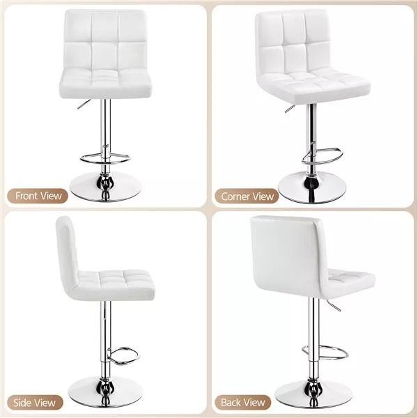 Bar Stools PU Leather Barstools Height Adjustable For Kitchen Island Counter Modern Swivel Stools W 10