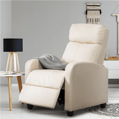 Adjustable Single Leather Reclining Chair with Pocket Spring for Living Room, Comfortable Modern Recliner Armchair