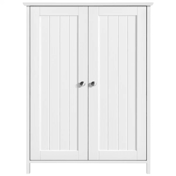 Bathroom Floor Cabinet with Adjustable Shelves, Free Standing Storage Organizer, Compact Size, High Load Capacity