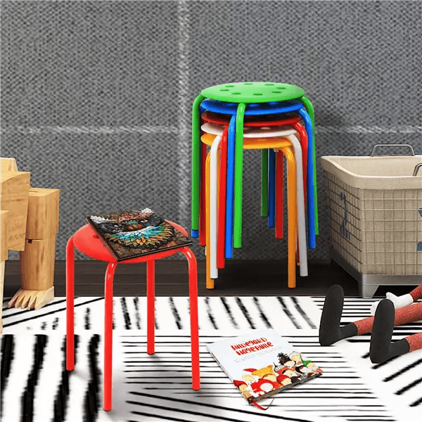 Plastic Stool Kids Children Stacking Stools For Classroom Round Seat Stackable Colorful Multipurpos 1