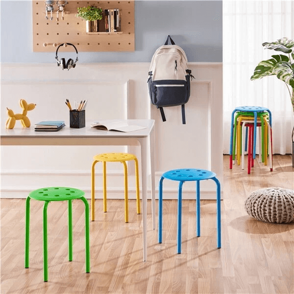 Plastic Stool Kids Children Stacking Stools For Classroom Round Seat Stackable Colorful Multipurpos 2