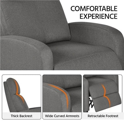 Modern Single Recliner Chair  Upholstered Sofa With Pocket Spring For Living Room Gray Linen Reclin 2