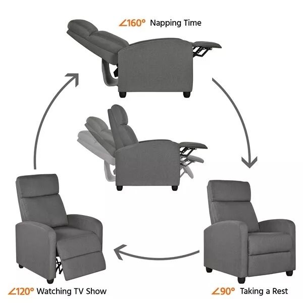 Modern Single Recliner Chair  Upholstered Sofa With Pocket Spring For Living Room Gray Linen Reclin 3