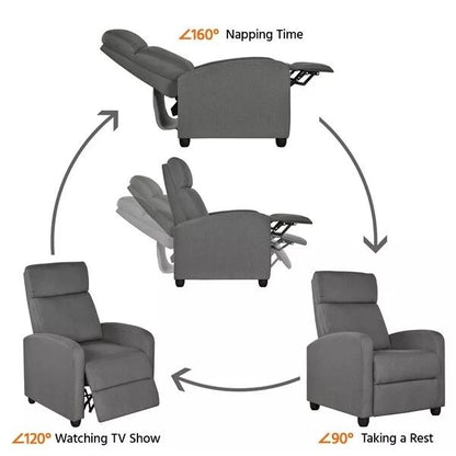 Modern Single Recliner Chair  Upholstered Sofa With Pocket Spring For Living Room Gray Linen Reclin 3