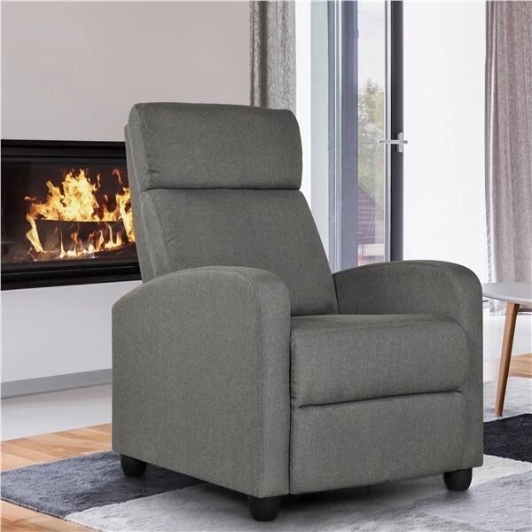 Modern Single Recliner Chair  Upholstered Sofa With Pocket Spring For Living Room Gray Linen Reclin 6