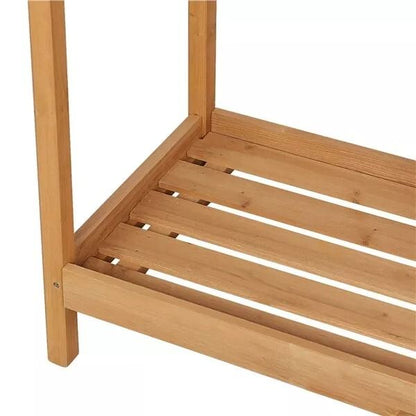 Wooden Garden Potting Bench Table Outdoor Work Bench With Cabinet Drawer  Open Shelf For Planting   1