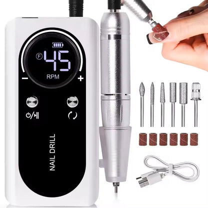 Professional Electric Nail Drill Machine  45000RPM Rechargeable Low Noise Manicure Tool 6