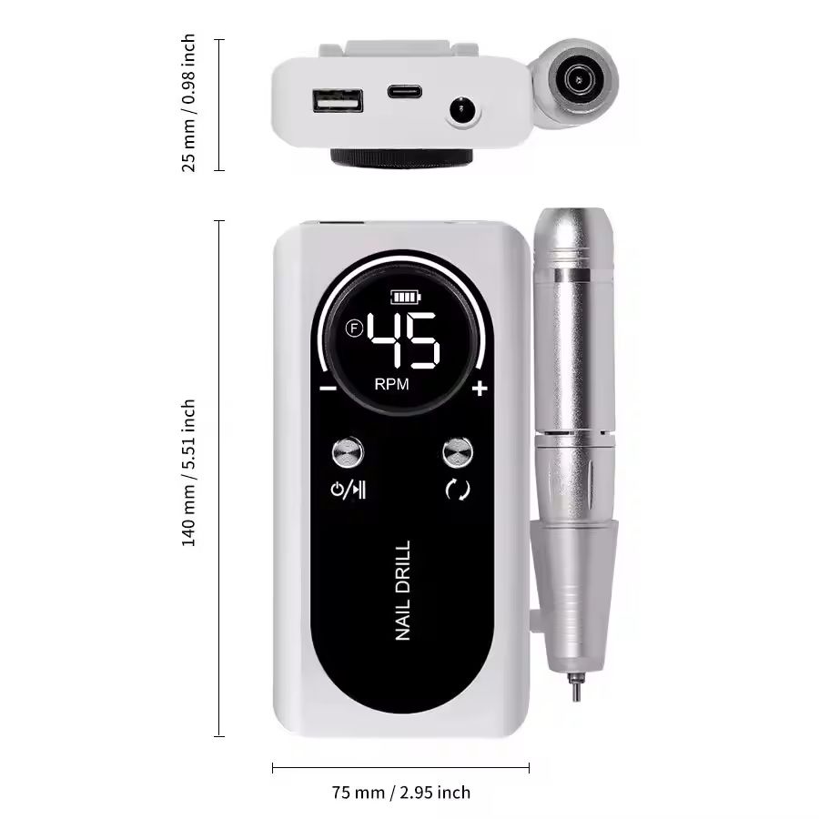 Professional Electric Nail Drill Machine  45000RPM Rechargeable Low Noise Manicure Tool 2