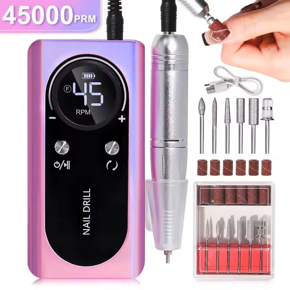 Professional Electric Nail Drill Machine  45000RPM Rechargeable Low Noise Manicure Tool 8