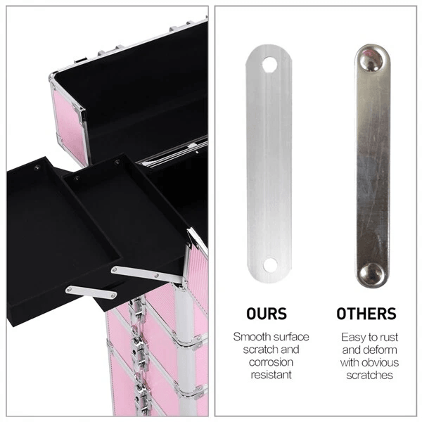 Large Professional Makeup Case Rolling Train Case Secure Cosmetic Organizer With Key Lock 1