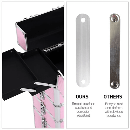 Large Professional Makeup Case Rolling Train Case Secure Cosmetic Organizer With Key Lock 1