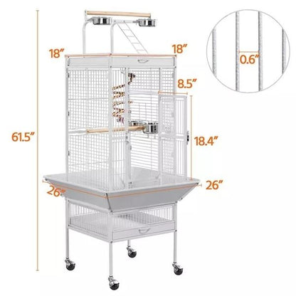 61 Large Bird Cage With Play Top Spacious Parrot Cage For Finch Cockatoo Budgie  Conure Includes St 1