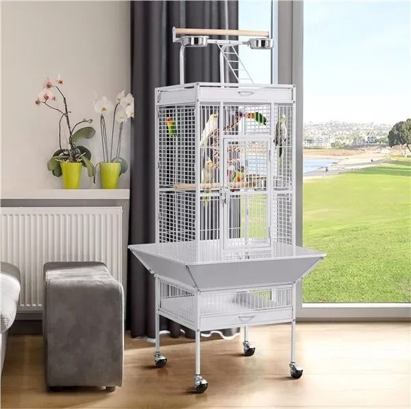 61 Large Bird Cage With Play Top Spacious Parrot Cage For Finch Cockatoo Budgie  Conure Includes St 9
