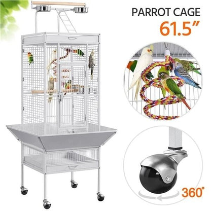 61 Large Bird Cage With Play Top Spacious Parrot Cage For Finch Cockatoo Budgie  Conure Includes St 10