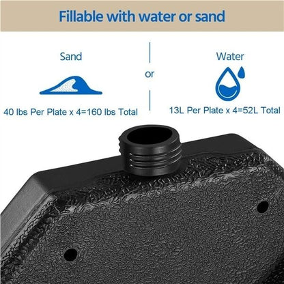 Heavy Duty 4pcs Umbrella Base  Water  Sand Filled Stand For Outdoor Garden Patio  Cantilever Offset 10
