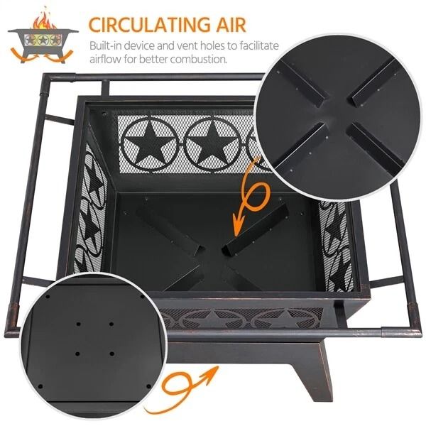 32in Wood Burning Fire Pit  HeavyDuty Steel Fire Bowl With Cooking Grill For Outdoor Gatherings 1