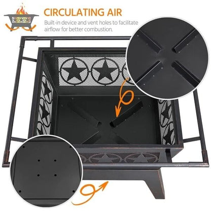 32in Wood Burning Fire Pit  HeavyDuty Steel Fire Bowl With Cooking Grill For Outdoor Gatherings 1