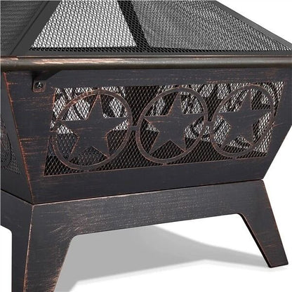 32in Wood Burning Fire Pit  HeavyDuty Steel Fire Bowl With Cooking Grill For Outdoor Gatherings 2