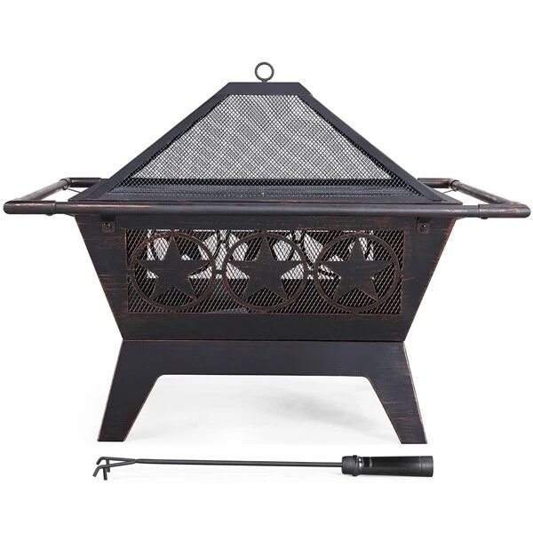 32in Wood Burning Fire Pit  HeavyDuty Steel Fire Bowl With Cooking Grill For Outdoor Gatherings 3