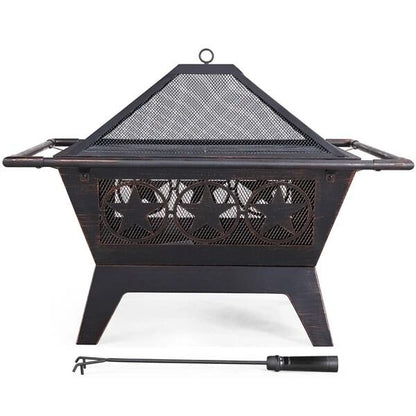 32in Wood Burning Fire Pit  HeavyDuty Steel Fire Bowl With Cooking Grill For Outdoor Gatherings 3
