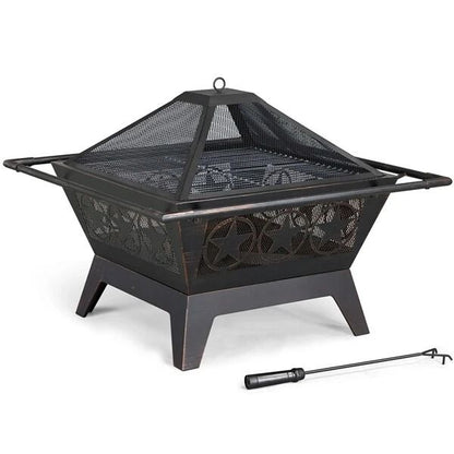 32in Wood Burning Fire Pit  HeavyDuty Steel Fire Bowl With Cooking Grill For Outdoor Gatherings 4