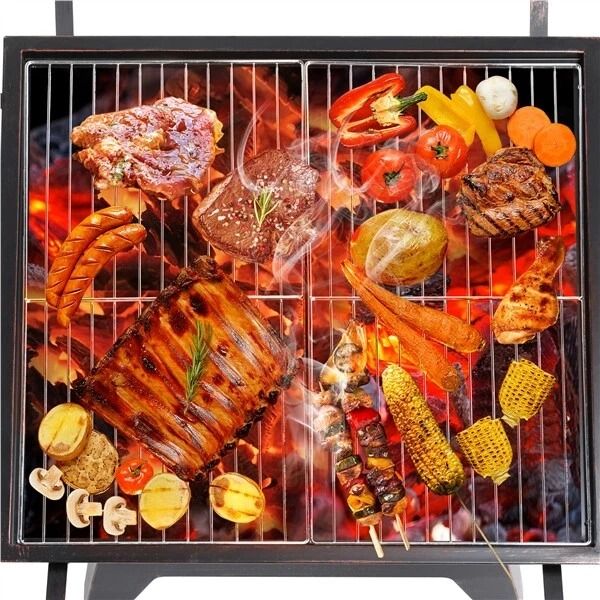 32in Wood Burning Fire Pit  HeavyDuty Steel Fire Bowl With Cooking Grill For Outdoor Gatherings 5