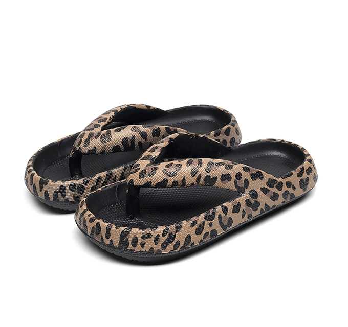 Leopard Cloud Comfort Flip Flops For Women Thick Sole Travel Beach Sandals 4