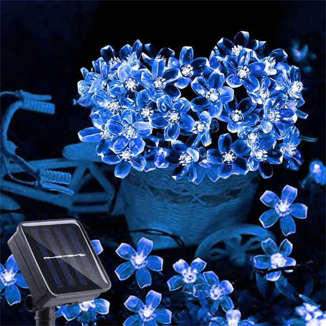 Solar Flower String Lights Outdoor Waterproof Garden Fairy Garland 1