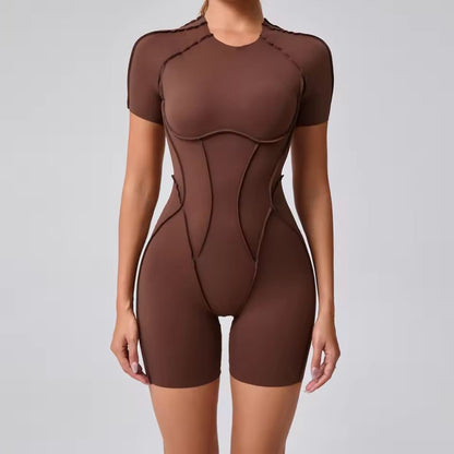 Backless Scrunch Gym Jumpsuit For Women OnePiece Yoga Sportswear 8