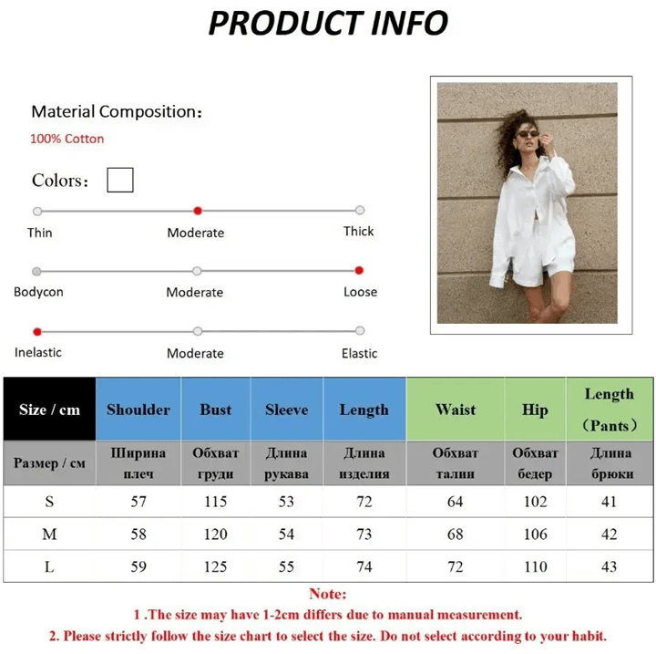 Womens Cotton Lounge Shorts Set TwoPiece Long Sleeve Summer Outfit 7