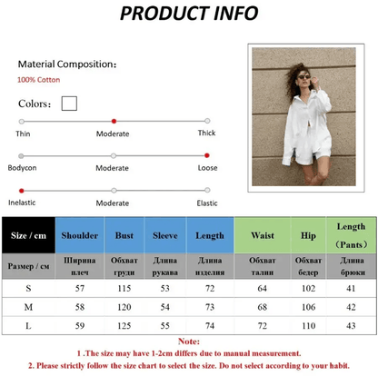 Womens Cotton Lounge Shorts Set TwoPiece Long Sleeve Summer Outfit 7