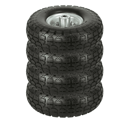 Solid Flat Free Wheelbarrow Tires With Bearing Heavy Duty No Flat Replacement Set 1