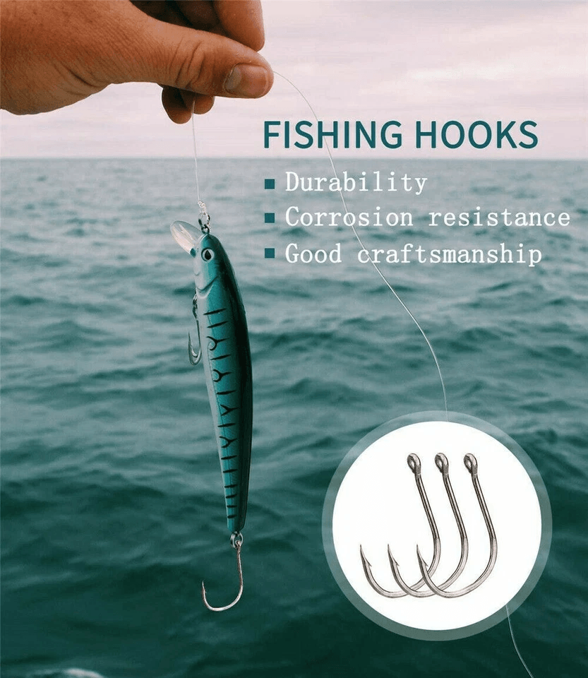Fish Hooks Black High Carbon Sharpened Kit With Box Quality Fishing Hook Set 2