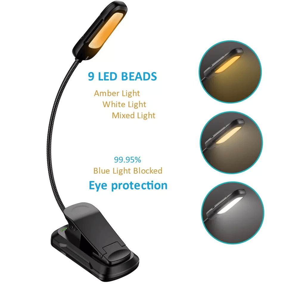 Flexible Rechargeable LED Book Light With 3 Light Modes Easy Clip Reading Lamp 2