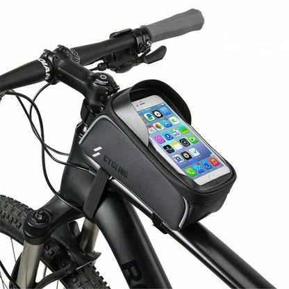 Waterproof Bicycle Phone Holder Bag – MTB Top Tube Frame Bag for Cycling with Sensitive Touch Screen & Reflective Design