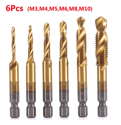 Titanium Metric Tap Drill Bit Set for Hex Shank Power Tools