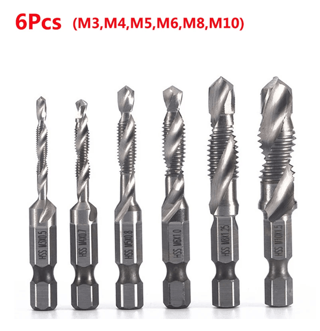 Titanium Metric Tap Drill Bit Set For Hex Shank Power Tools 19